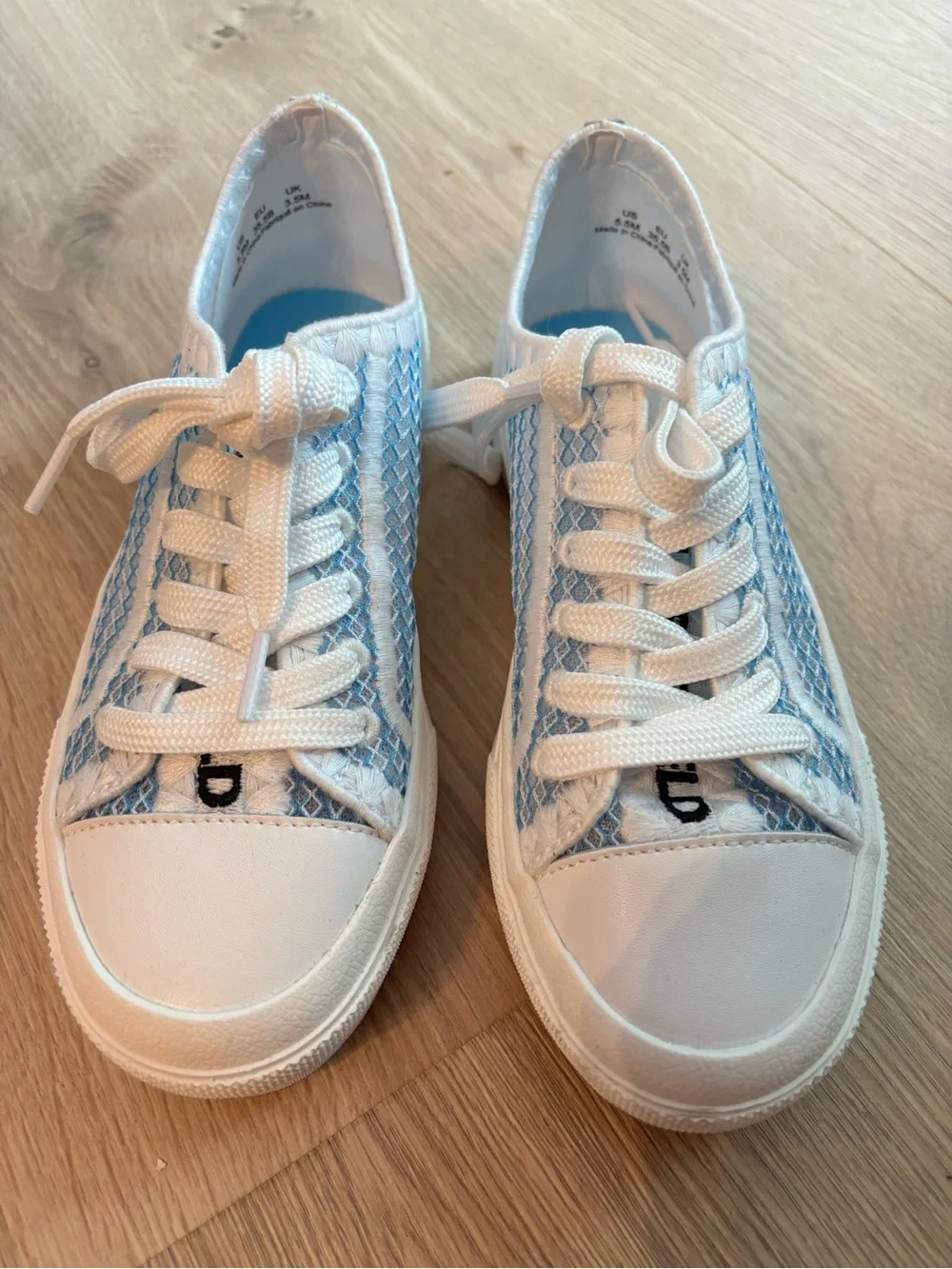 Karl Lagerfeld Light Blue Mesh Low-Top Sneakers - White Trim